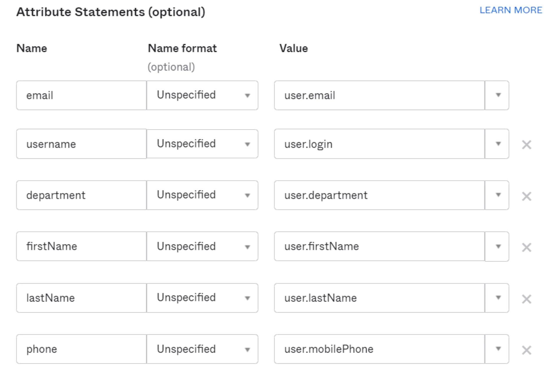 Configure Okta to send SAML attributes